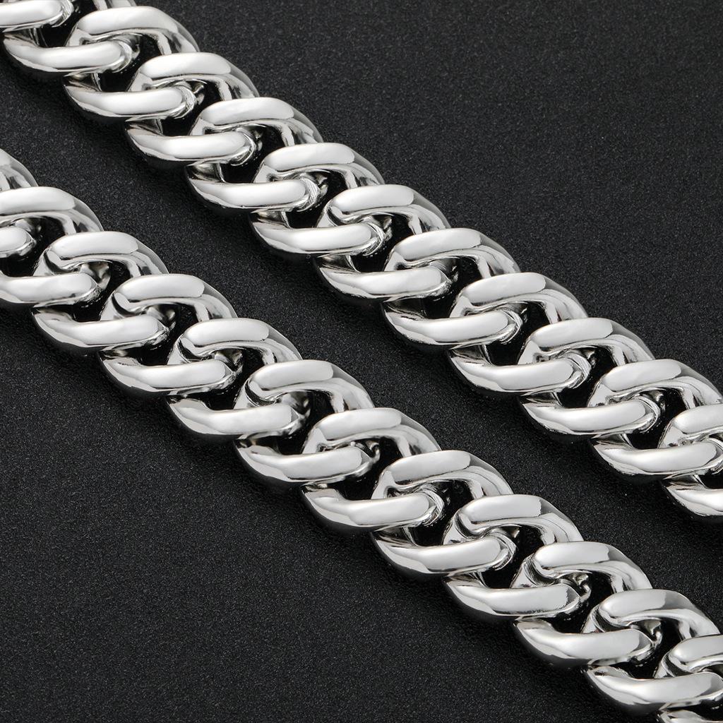 New 22mm Bubble T Square Zircon Cuban Chain Gold Plated Hip Hop Men's Trendy Bracelet