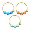 9K Yellow Gold 3 Pieces Opal Stones Hoop Nose Ring In Box - Quality Piercings