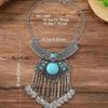 Necklace With Geometric Pattern Zinc Alloy Pendant And Adjustable Chain For Ethnic Fashion