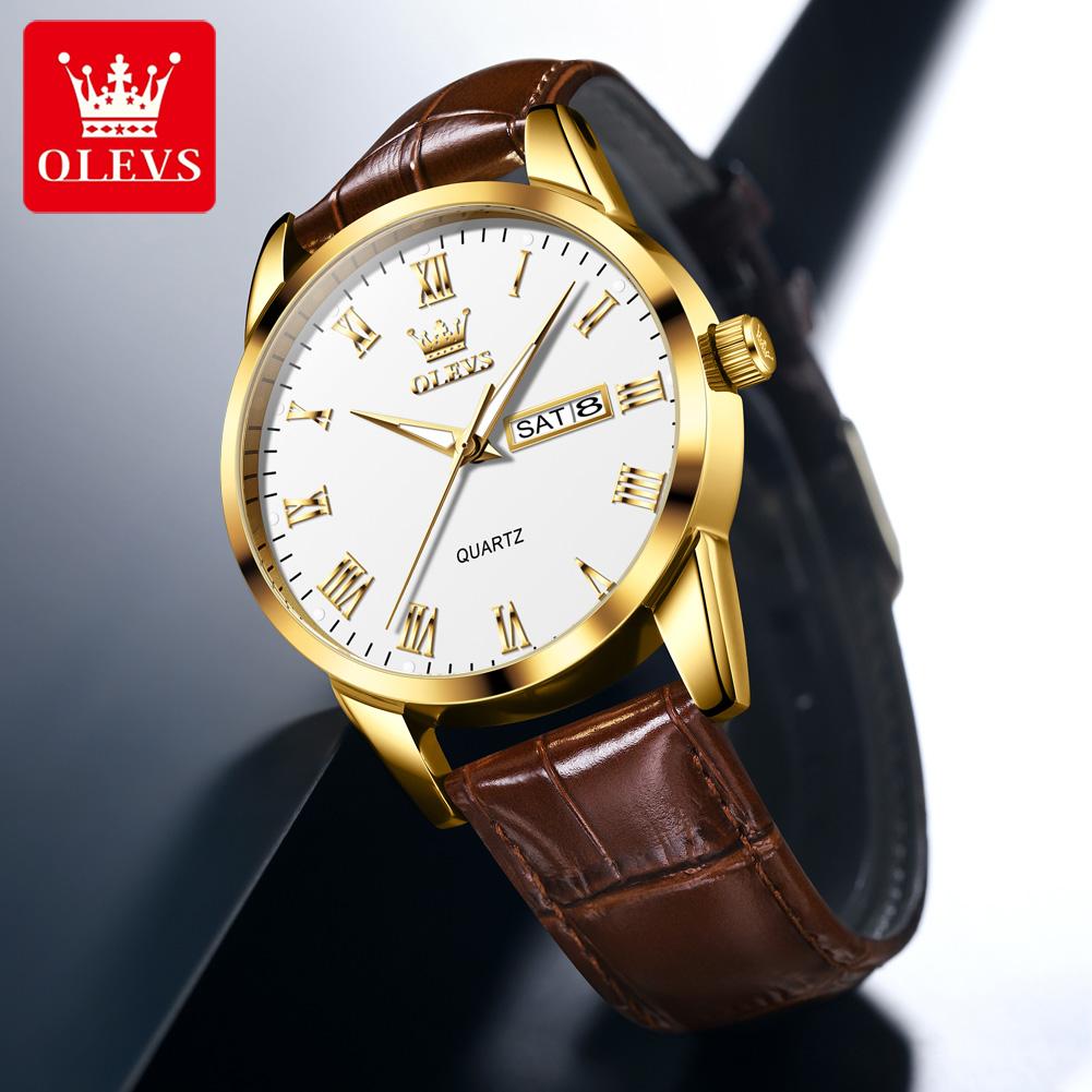 OLEVS 5892 Watch Men's Watches Simple Quartz Week Date Watches For Men Waterproof Luminous Business Classics Male Clock