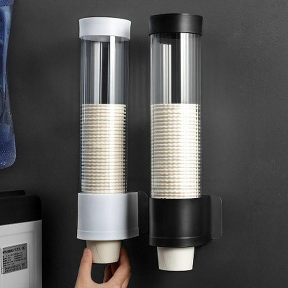 White Black Dust-proof No Punching Wall Mounted Cup Rack Paper Cups Dispenser Cup Holder