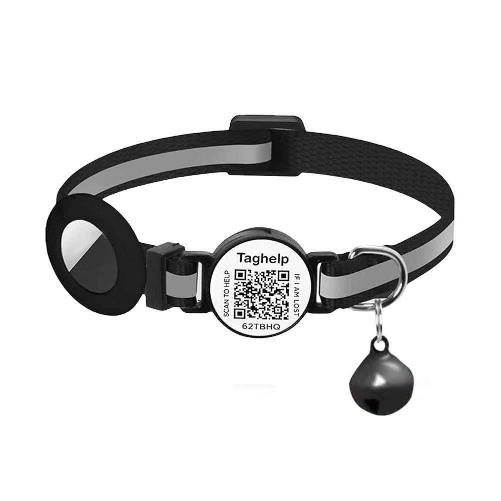 Для Airtag Ошейник для кошки Отрывной ошейник для котенка с QR-кодом Биркой с именем и Колокольчиком Идентификационная бирка для питомца Быстросъемный трекер Ошейники для кошек
