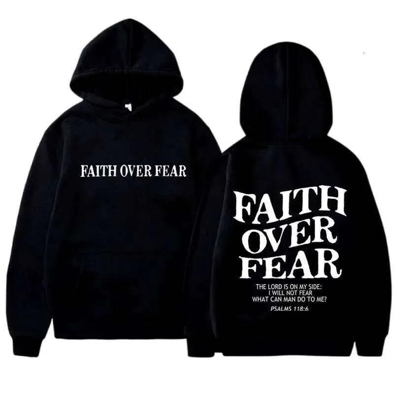 FAITH OVER FEAR Print Hoodies for Women Casual Long Sleeve Hooded Sweatshirts Hip Hop Harajuku Y2k Men Tops Hoodie 26L0511