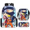 Набор из 3 предметов Рюкзак NARUTO для детей с сумкой через плечо и пеналом Легкий и прочный, Мультяшные школьные сумки для детей от 5 до 10 лет Мальчиков и Девочек