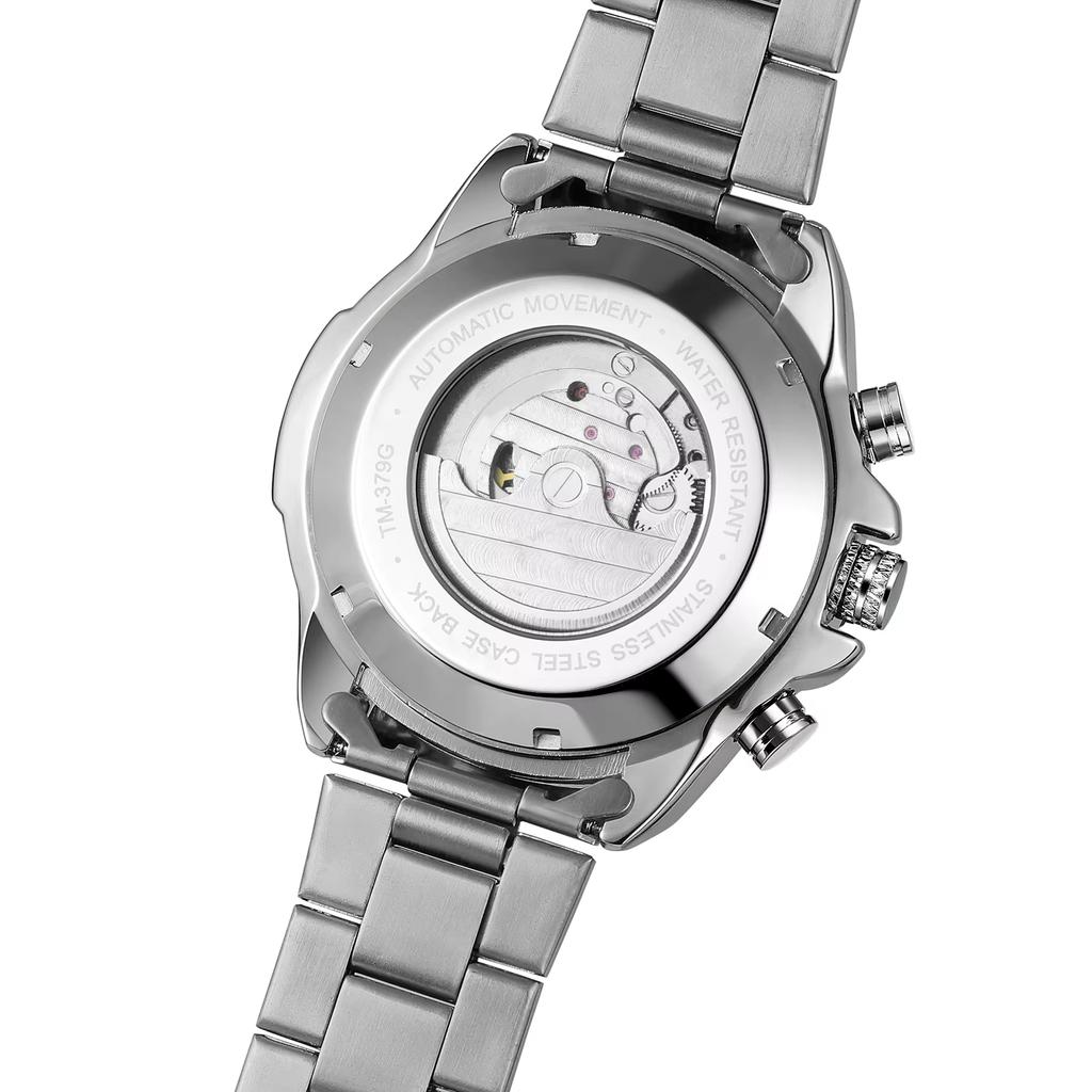 Forsining Мужские автоматические часы из нержавеющей стали, водонепроницаемые наручные часы, турбийон, механические с автоподзаводом, наручные часы с бриллиантовым циферблатом