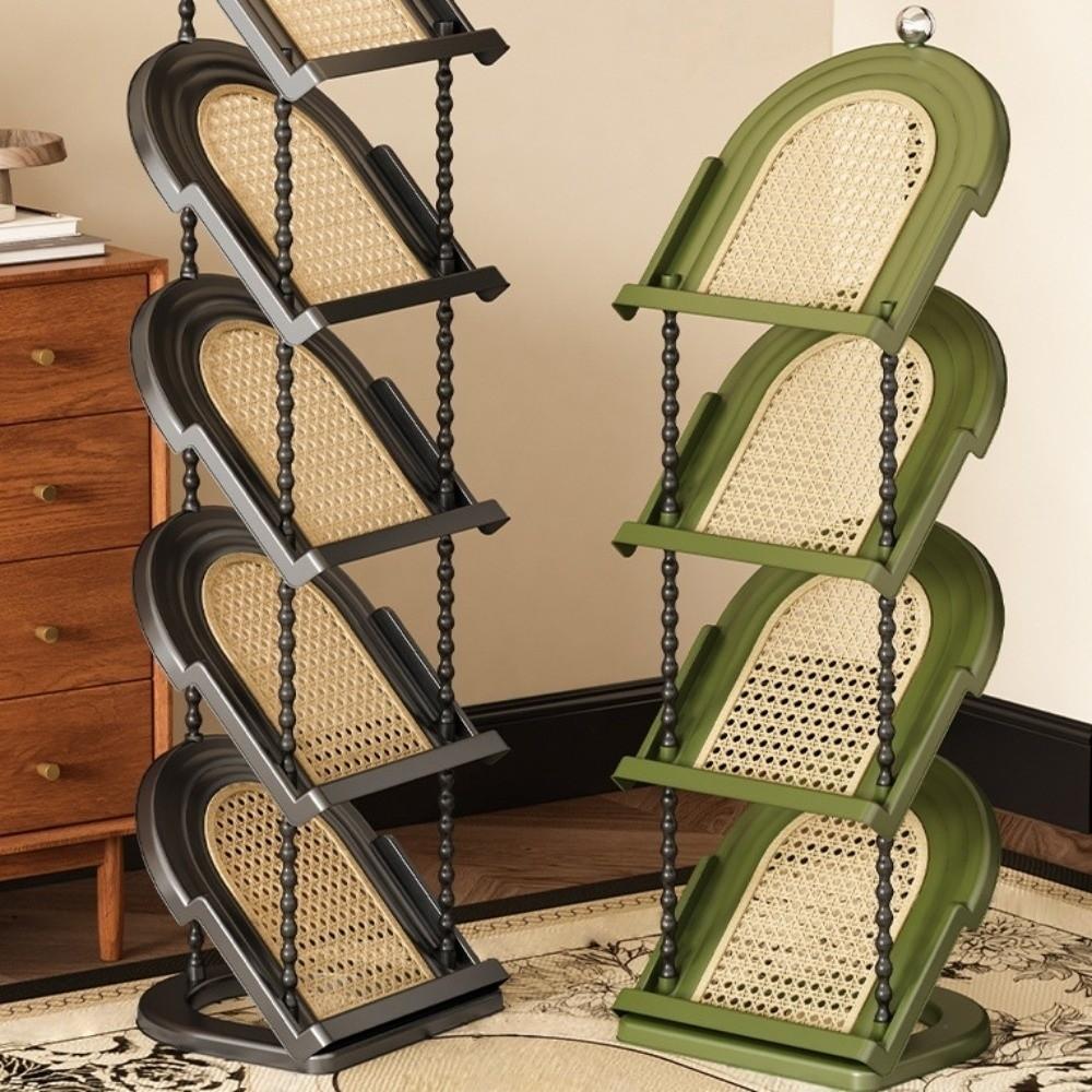 Large Capacity Rattan Plaited Floor Shoe Shelf Vertical Shoe Storage Organizer Living Room