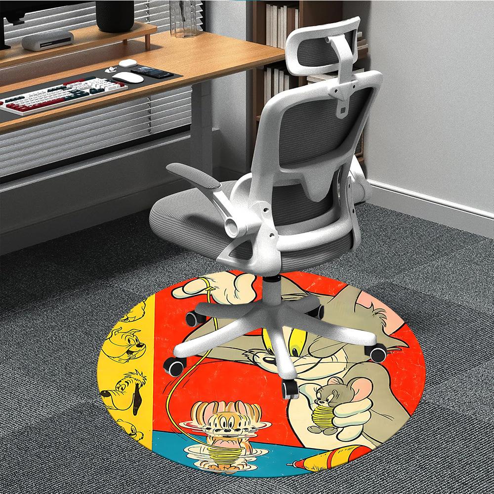 1pc Tom Jerry Office Round Area Rug, Under Office Chairs Bedroom Living Room Home Decor, Room Deco, Available in Various Sizes160