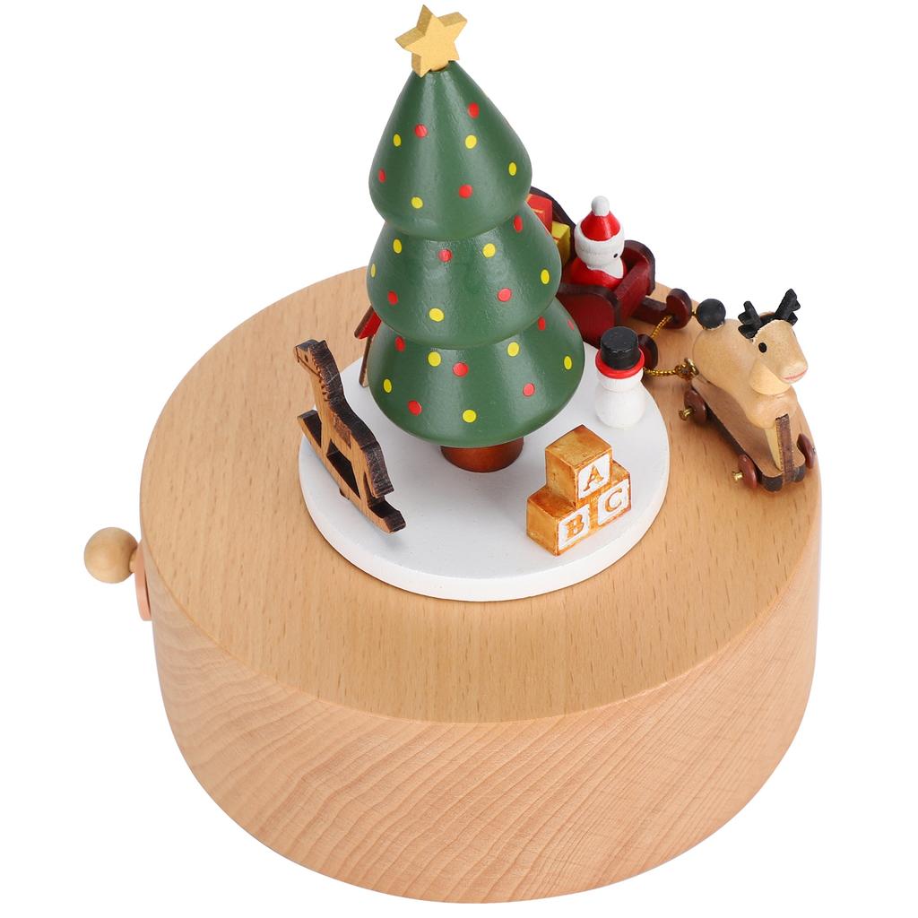 Music Box Wooden Clockwork Christmas Decoration Ornaments Crafts Beech Holiday Gifts