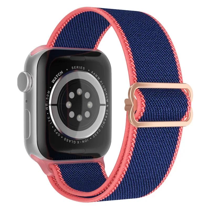 Эластичный нейлоновый ремешок для Apple Watch ultra 2 49 мм Series 9/8/7 41 мм 45 мм 38/42-40 мм/44 мм Богемский браслет ремешок для iWatch 6 5 4 3 Se