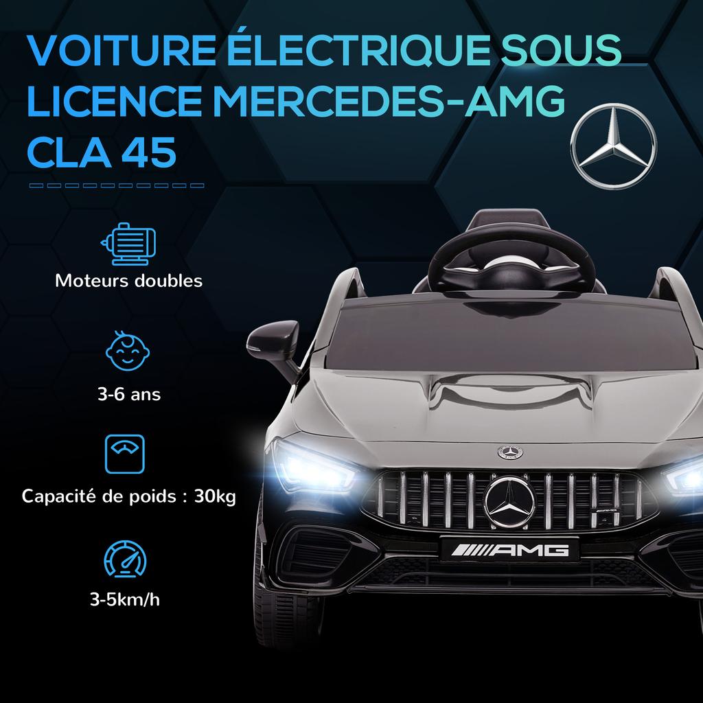 Ride-On Car for Children, Mercedes-Benz AMG CLA 45 Electric, Remote, 3-5 km/h, LED, Black