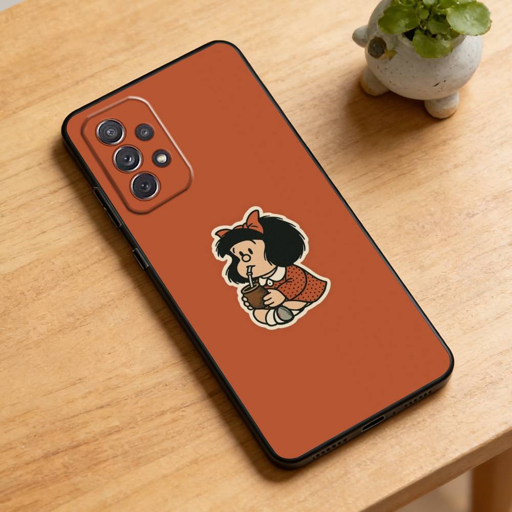 M-Mafalda World Peace Phone Case For Samsung Galaxy A73,21,22,32,71,53,52,51,80,5G Soft Black Cover