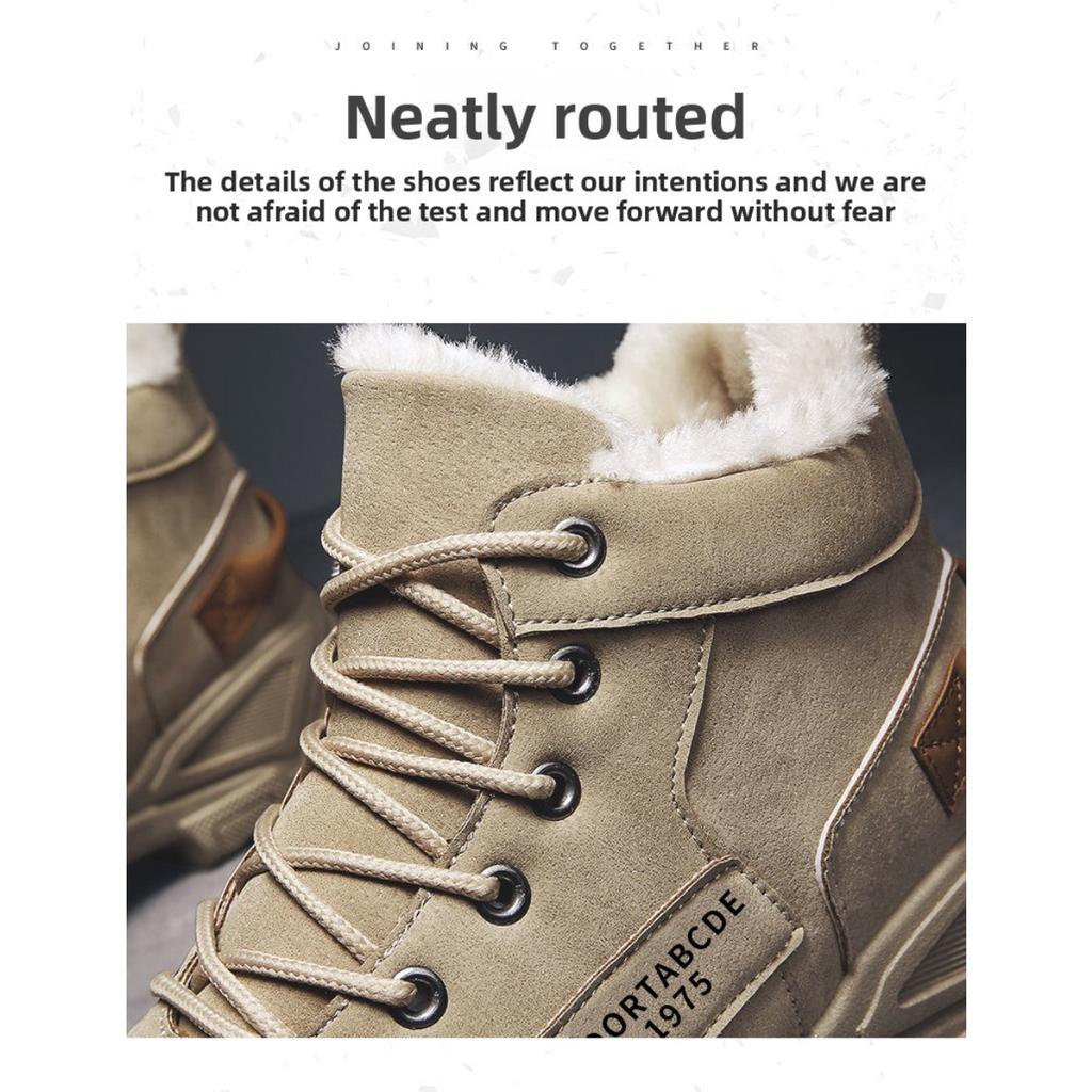 Зимняя рабочая обувь Мужские высокие зимние ботинки Универсальные повседневные ботинки Мартин с плюшевыми теплыми хлопковыми туфлями Рабочая обувь