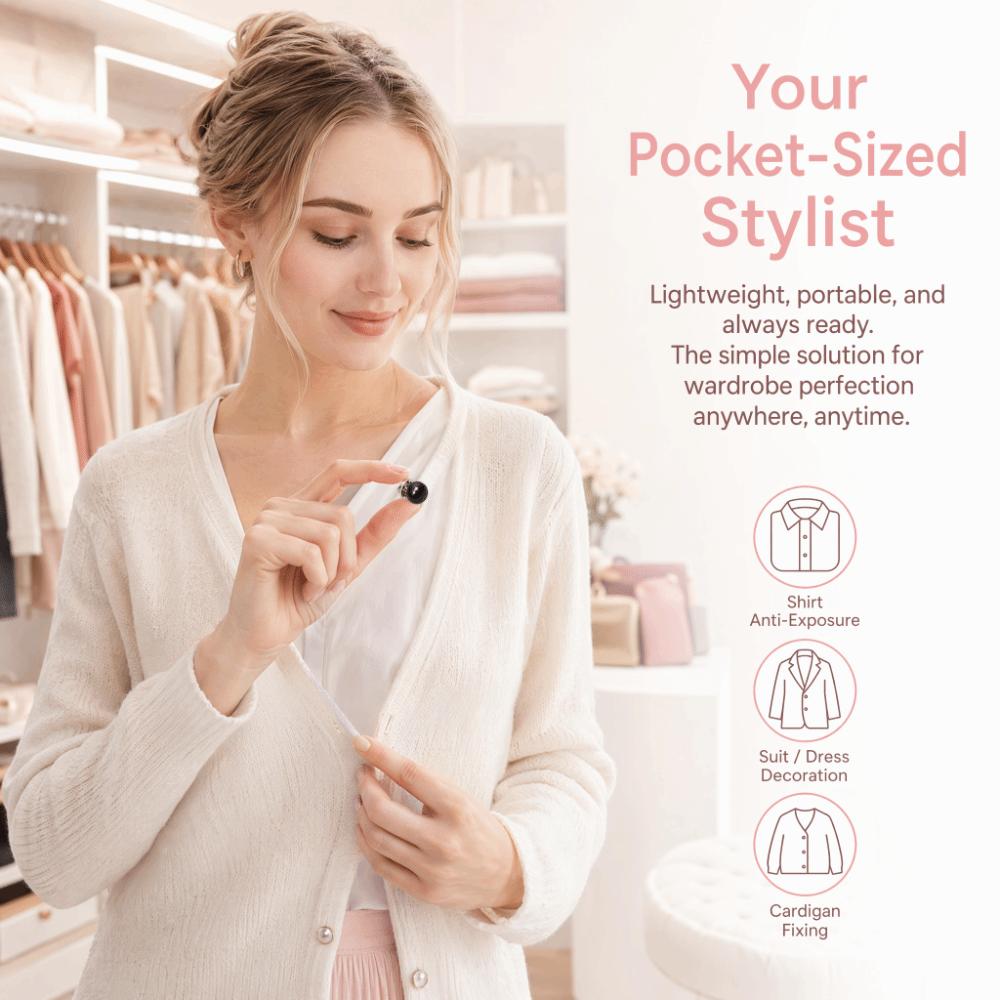 DIY Pearl Button Pins Adjustable Button Brooches Cardigan Buckle Women Jewelry