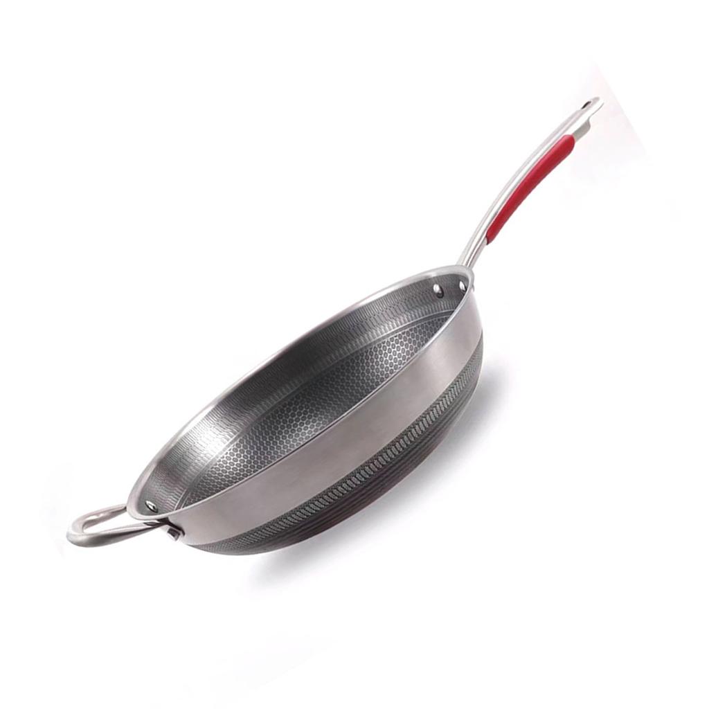 Сковорода из нержавеющей стали с равномерным подогревом и круглым дном, экологически чистая, для готовки, кухонная утварь