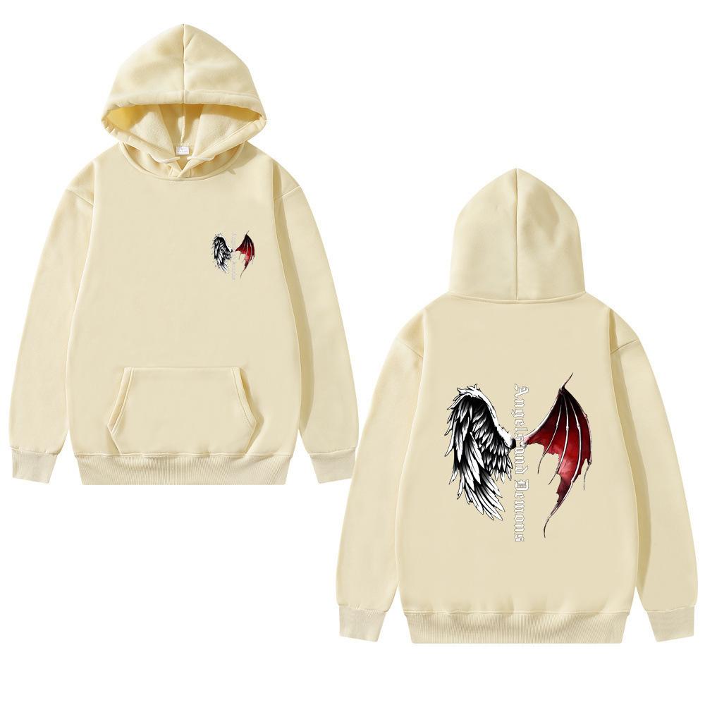 Зимние худи в стиле дарк-панк с принтом в виде крыльев, модные повседневные спортивные толстовки с длинным рукавом, унисекс для мужчин и женщин