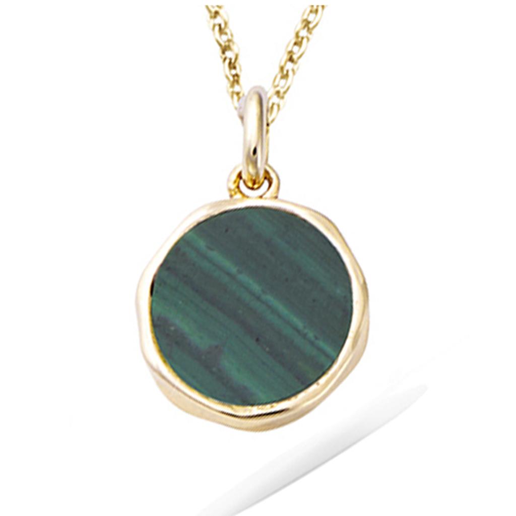 Les Trésors De Lily [R4193] - Gold Plated Pendant 'Cléopatra' Golden Green (malachite) - 11 Mm