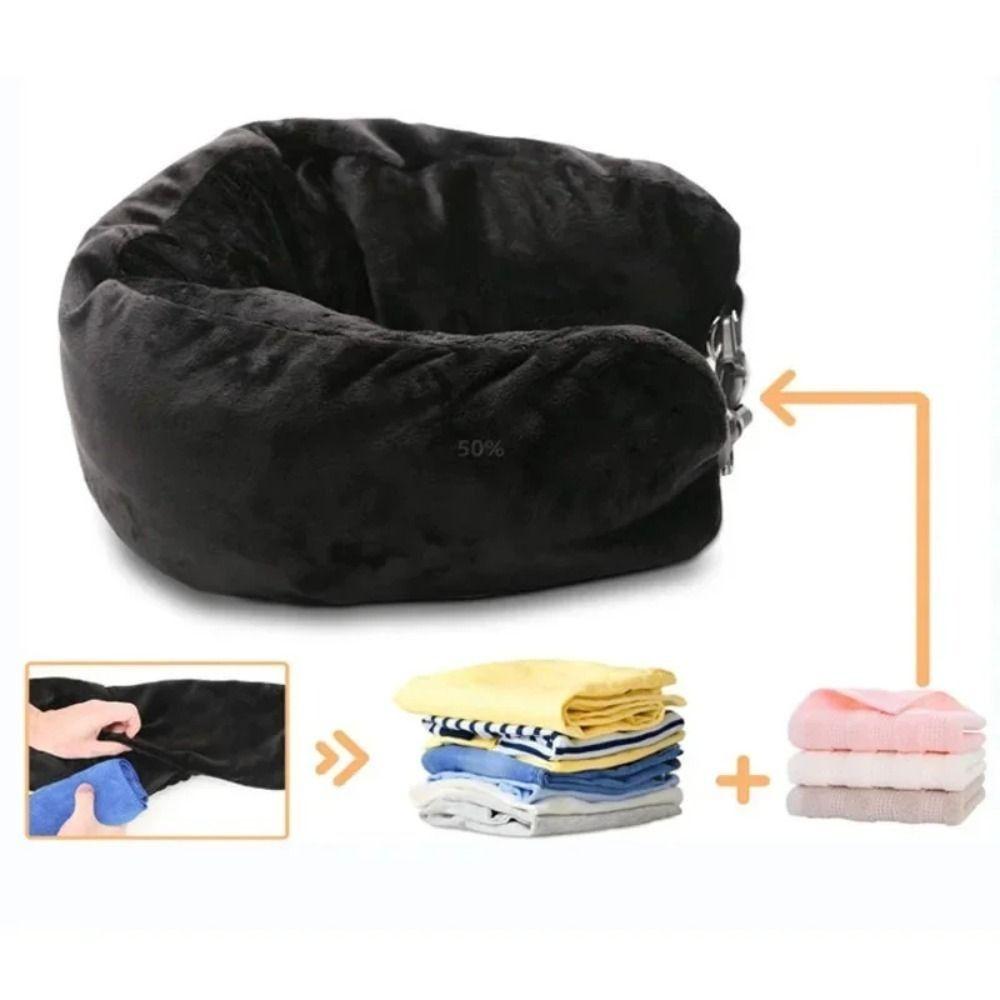 Gift Lycra Fabric Fillable Travel Neck Pillow Waterproof Ultra Soft Fuzz Travel Bag Pillow Carry Portable Pillowcase Storage Bag