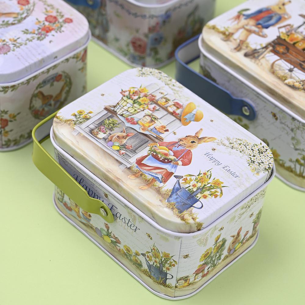 Cheerful Easter Bunny Biscuit Box Stylish Tin For Treats Ideal For Kids Gifts