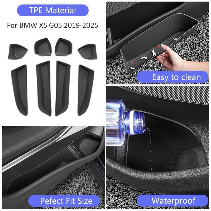 Car Door Side Storage Box TPE Front Rear Car Door Slot Organizer Tray Organizer Interior Accessories For BMW X5 G05 -2025