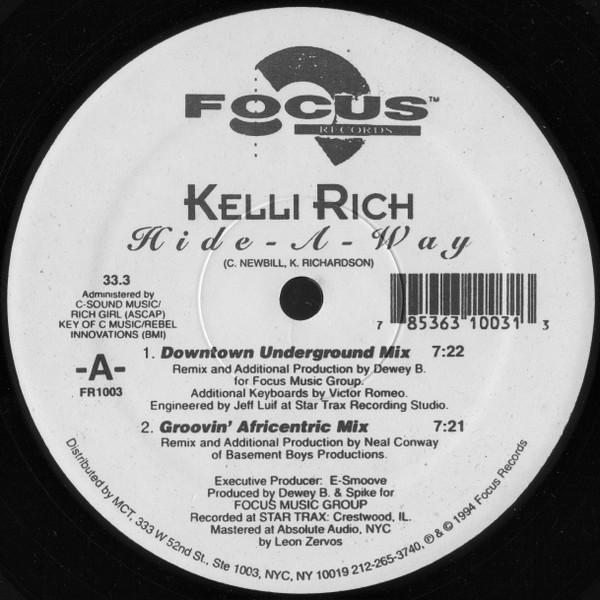 12-дюймовая пластинка KELLI RICH - Hide-a-way FR1003 FOCUS 1994 US Dance & Electronica Б/У