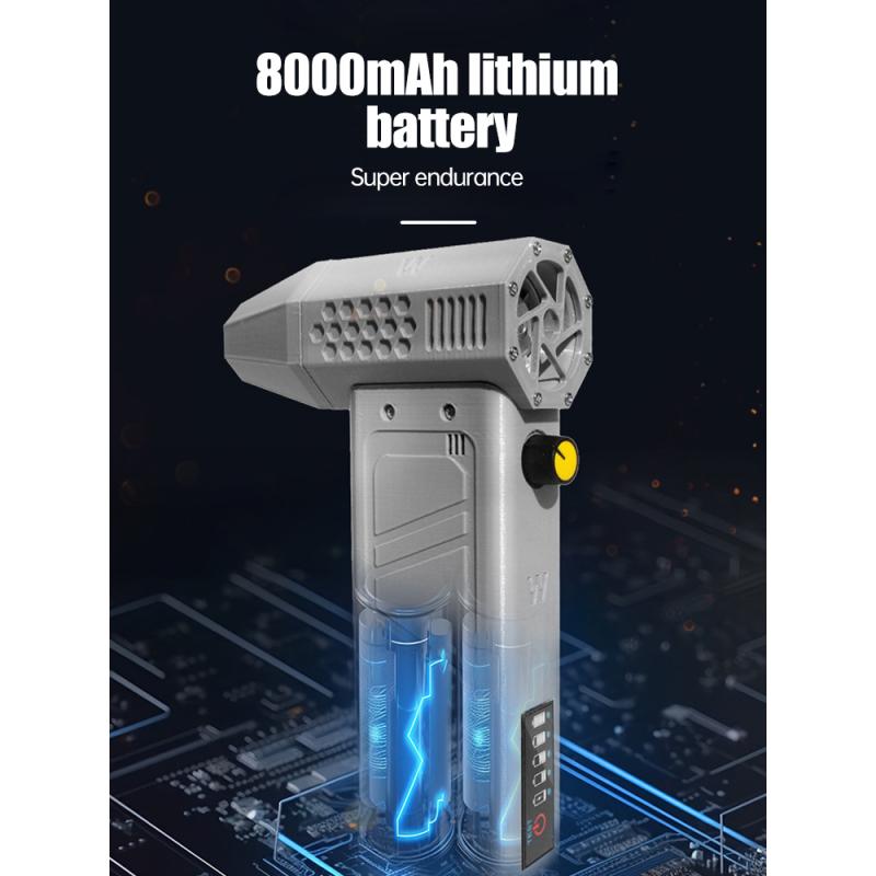 140000RPM Mini Turbo Jet Fan Brushless Motor Handheld Duct Fan 52M/S Portable Turbo Fan Type-C Charging with Power Display Compu