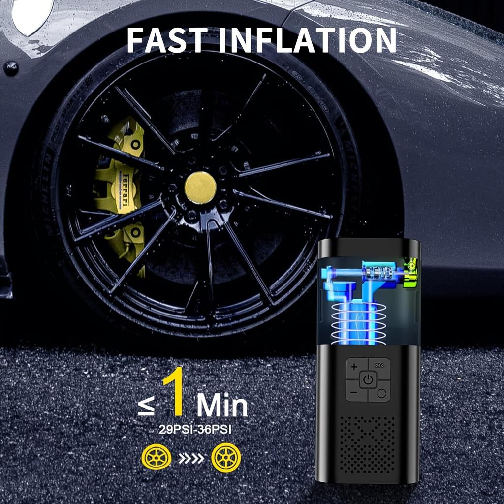 1PC Car Air Pump Car Portable Intelligent Wireless Digital Display Pump Multifunctional Tire Emergency Pump