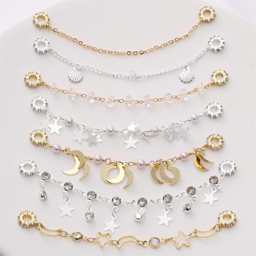 High Color Gold Plated Silver Zircon Bracelet Security Chain Chain Diy Handmade Bracelet Mobile Phone Chain Accessories