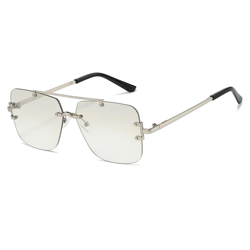 Солнцезащитные очки без оправы с двойной переносицей Мужские брендовые солнцезащитные очки Женские винтажные модные квадратные очки Мужские Женские Градиентные Очки UV400