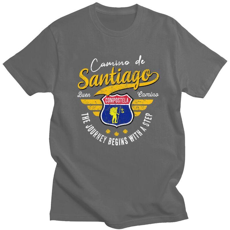 Модные футболки на заказ «Buen Camino De Santiago» для мужчин, футболки с коротким рукавом, уличная одежда, 100% хлопок, облегающие футболки, подарок