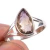 Natural Ametrine Gemstone Handmade 925 Solid Silver Jewelry Ring Size 7.5 P3c63