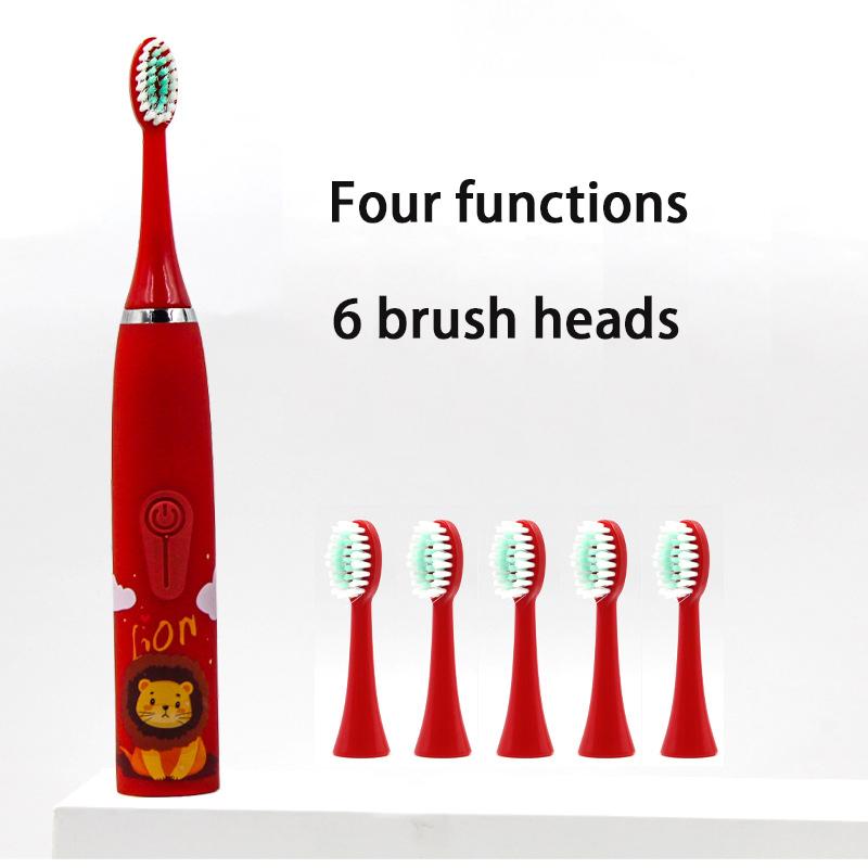Детская электрическая зубная щетка для детей от 3 до 12 лет, уход за зубами, бактерии полости рта, 6 сменных насадок, зарядка через USB