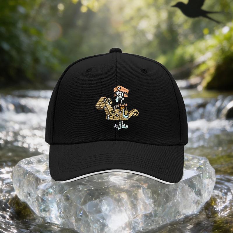 Paper Box Skull Riding Pattern Sandwich Cap Unisex Easy Lightweight Adjustable Outdoor Sun Hat Ideal Gift for Travel Parties