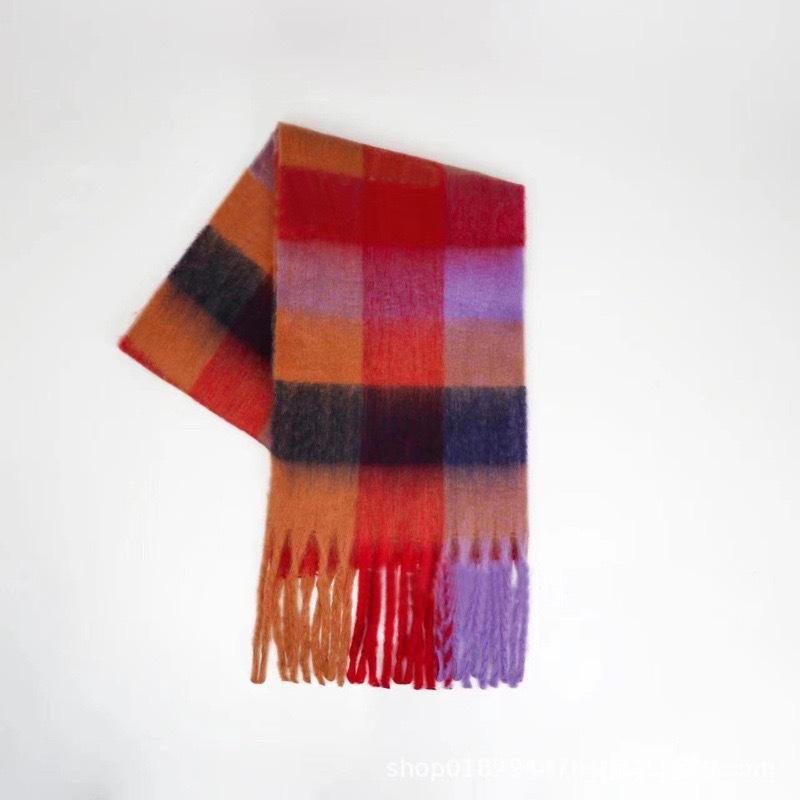 Tonglu Plaid Scarf New Imitation Cashmere Mohair Autumn and Winter Women's Warm Shawl