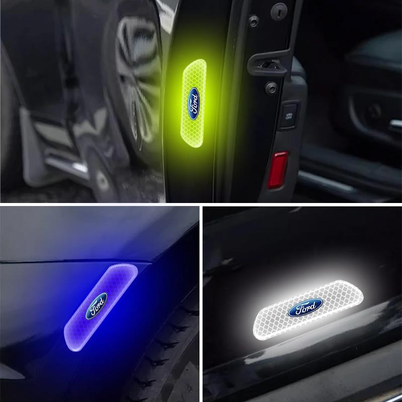 4PCS/set Car Reflective Safety Strip Stickers For Ford Focus 2 3 4 Mondeo Kuga Fiesta MK7 Escort Explorer Edge 2 4 MK2 MK4