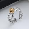 S925 Silver Ring Korean Style Fashionable Gold Ring Jingchi Rose-shaped Female Ring Personality Simple Temperament Open Finger