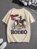 Яркая футболка с принтом RODEO Fashion Pattern, с коротким рукавом, с круглым вырезом, детская одежда, идеальная повседневная одежда для улицы, детская, оверсайз футболка