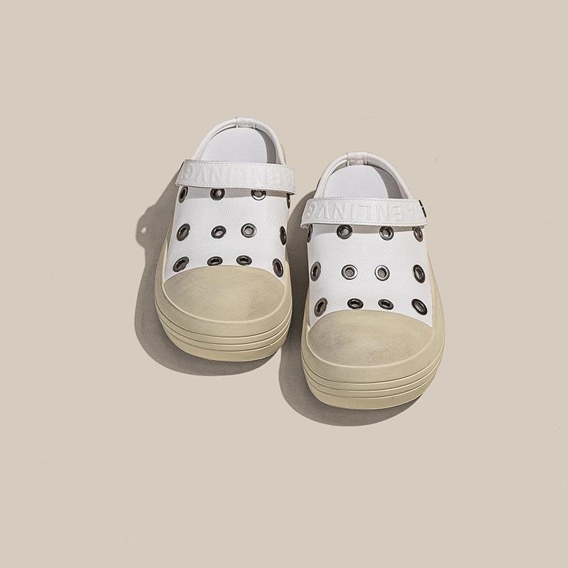 Thick Bottom Design Sense Mango Head Bag Head Half Slippers Women's Summer New Metal Buckle Hole Outside Wear Tide