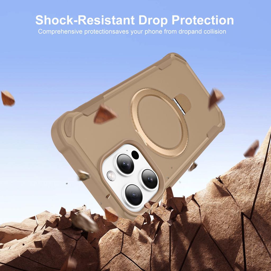 For iPhone 15 Pro Max Case Compatible with MagSafe Kickstand TPU+PC Shockproof Phone Back Cover