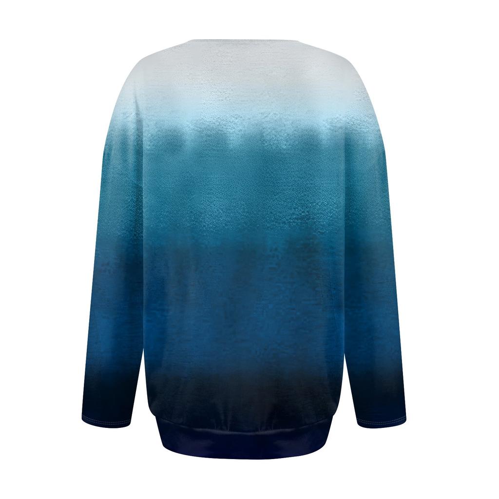 Women's Fashionable Casual Long Sleeved Printed Off Shoulder Round Neck Top