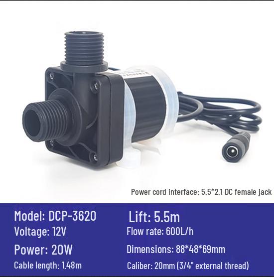 12V DC Brushless Silent Submersible Pump for Fountains, Gardens, Ponds, and Therapy