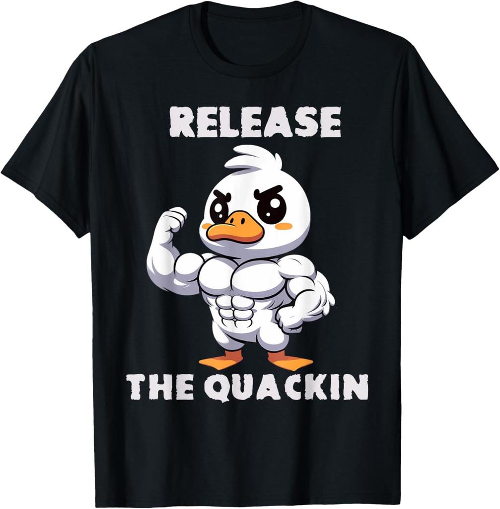 Release The Quackin Duck Gym Weightlifting Bodybuilder Tshirt Graphic T Shirts Cotton Unisex Clothing  Streetwear Camisetas
