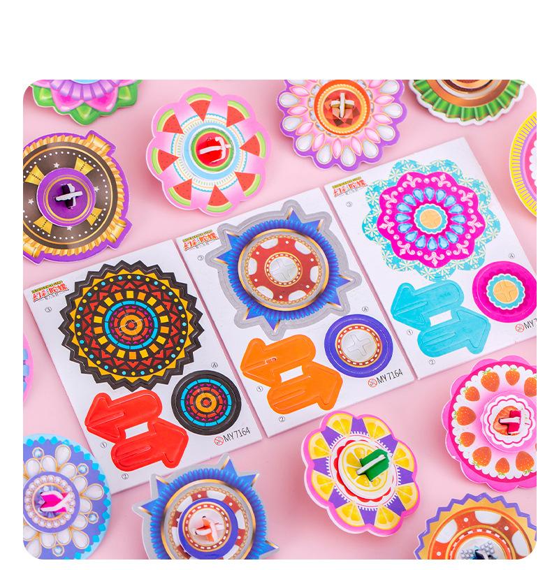 40Pcs DIY Mini 3D Paper Jigsaw Puzzles Gyro Spinning Top Toys for Kids Birthday Party Favors Baby Shower Gift Pinata Fillers