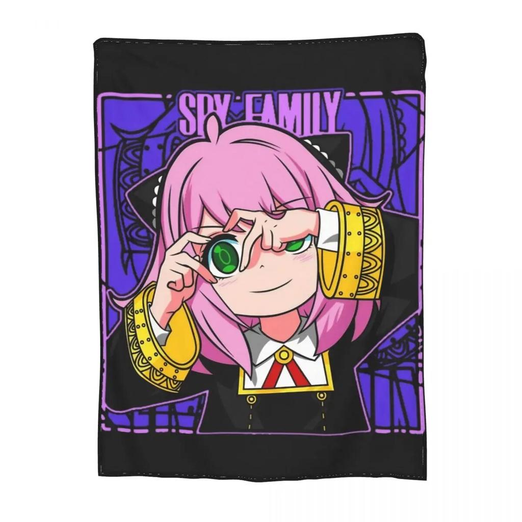 Kawaii Anya Merch Blankets Fleece Bedding Spy X Family Manga Throw Blanket Comfortable Lightweight for Travel Bedspread