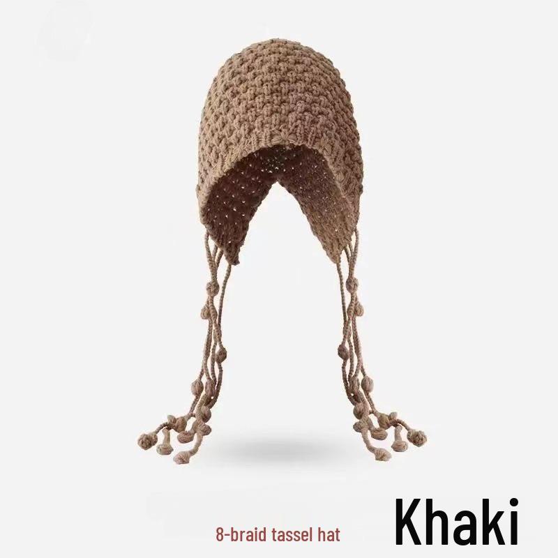 Festive Red Tassel Beanie - Women's Autumn/Winter Ear Protection Hat for Christmas and New Year