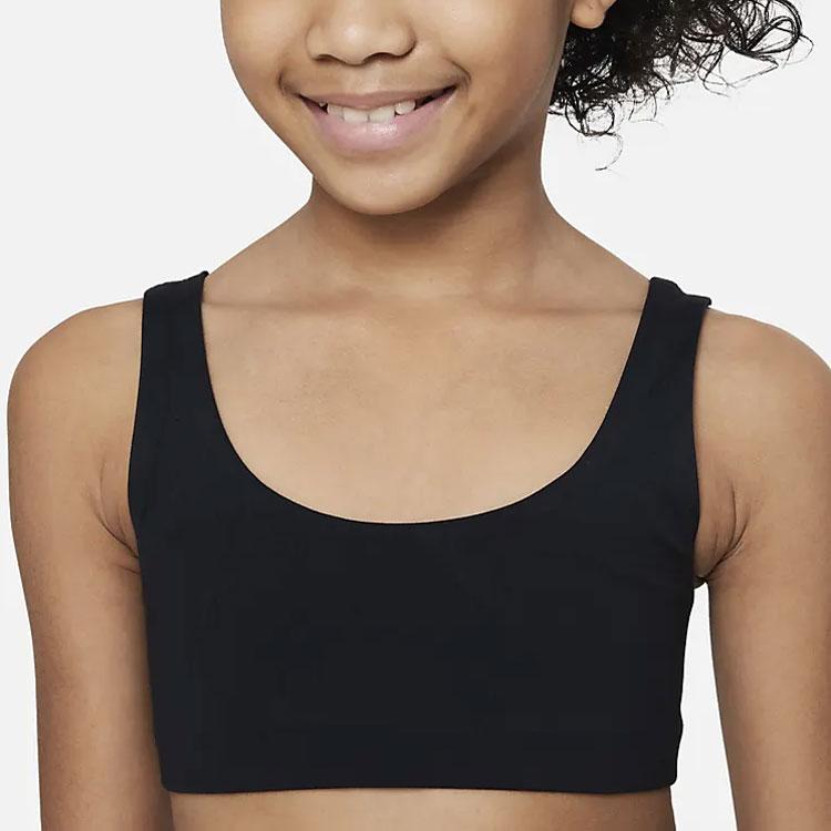 Nike Dri-Fit Solid Logo Print U-Neck Kids Bra Детское нижнее белье Черный DX5730-010