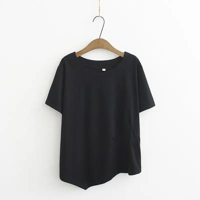 Женская летняя дизайнерская футболка свободного кроя с круглым вырезом и коротким рукавом, однотонный удобный топ