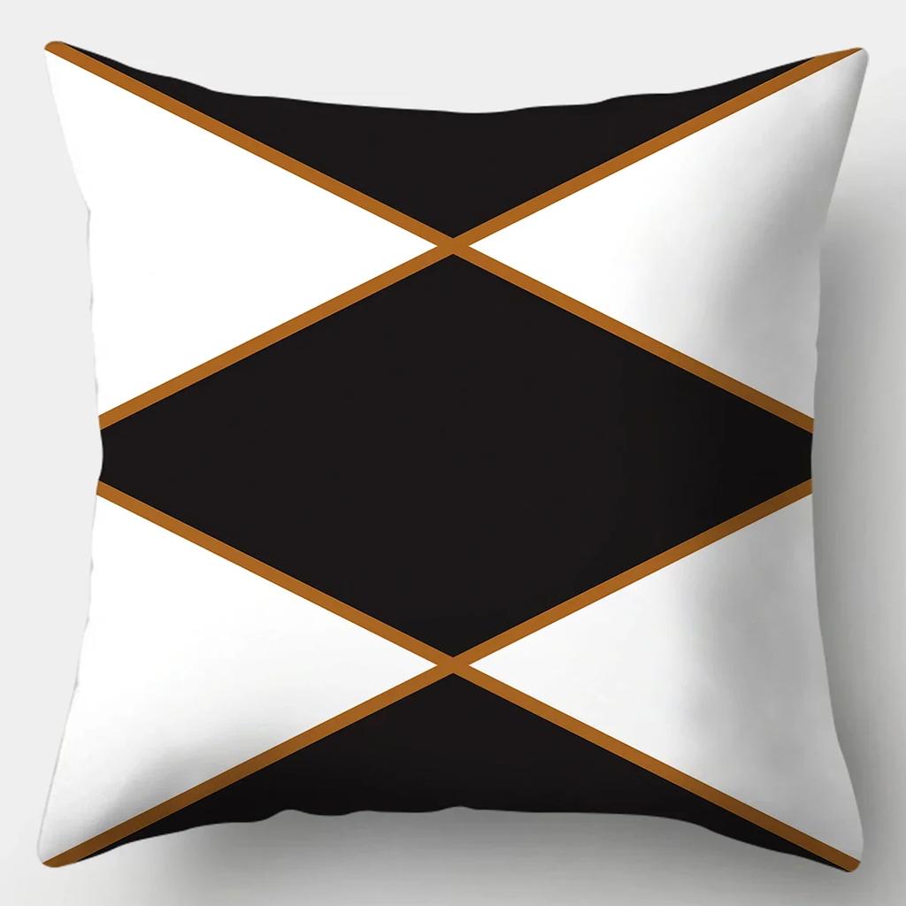 Black White Modern Style Cushion Cover 45x45cm Polyester Decorative Pillow Cover Living Room Bedroom Sofa Bed Pillow Case