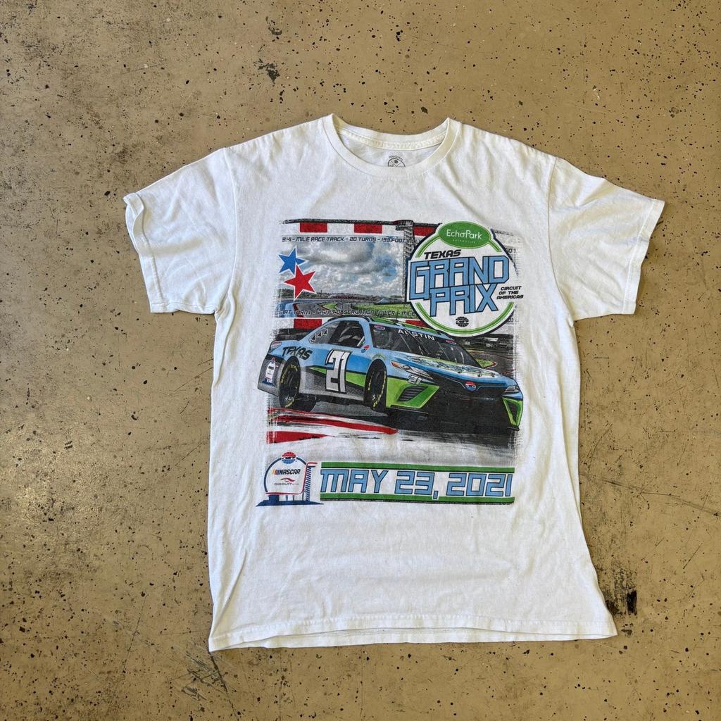 2021 Inaugural Texas Grand Prix White Nascar Graphic T-Shirt Size Medium Unisex T-Shirt