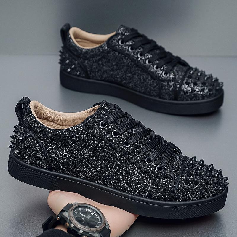 2025 Autumn New Men's Shoes Fashion Casual Shoes Personalized Rivets Trendy Shoes Spirit Guy Men's Board Shoes Youth Single Shoes