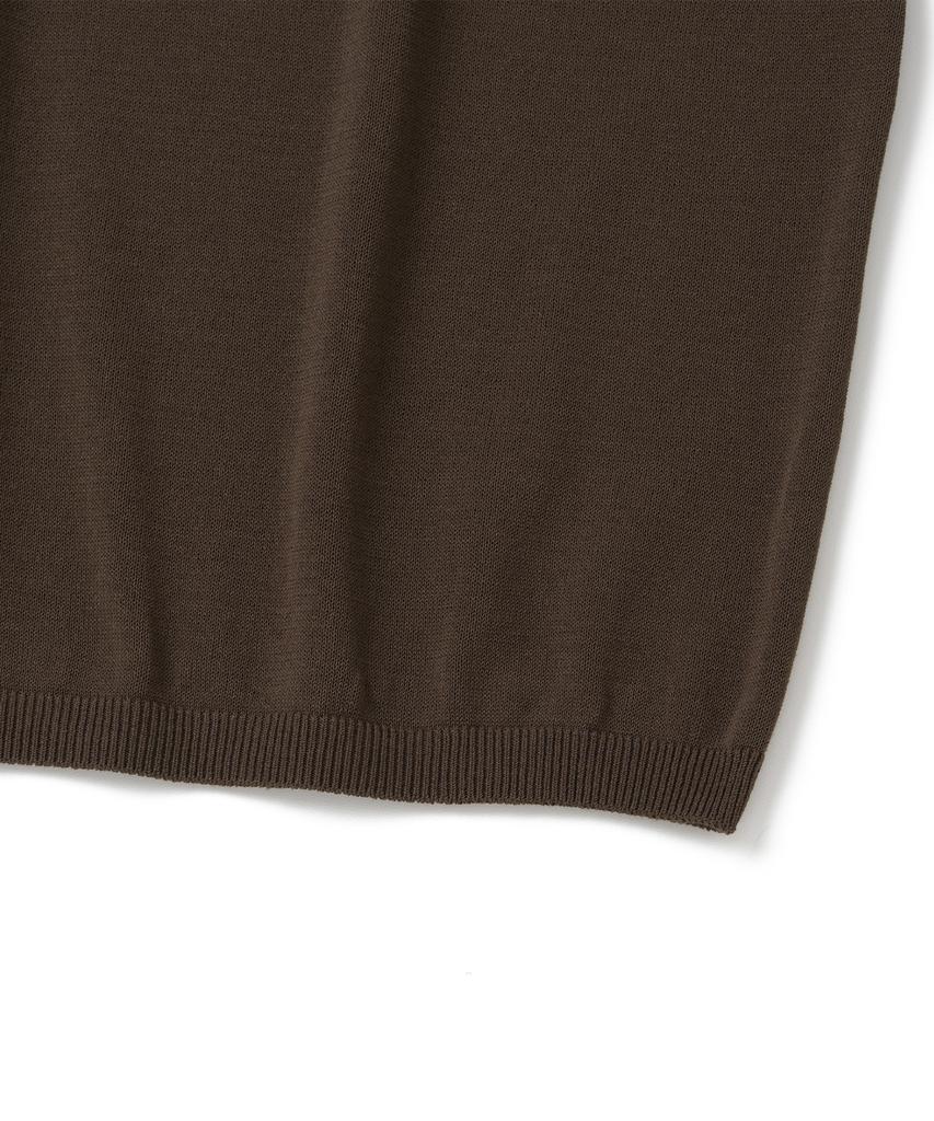 KNITTED Shellon Cooling Single Crop Henley Neck Knit Brown